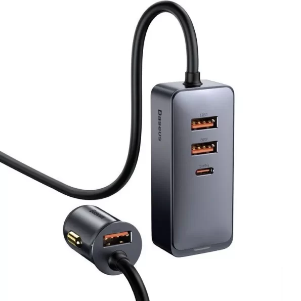 Baseus Share Together PPS 120W 3U+1C Car Charger With 1.5M Extension Cord (CCBX-120U3) - Image 3