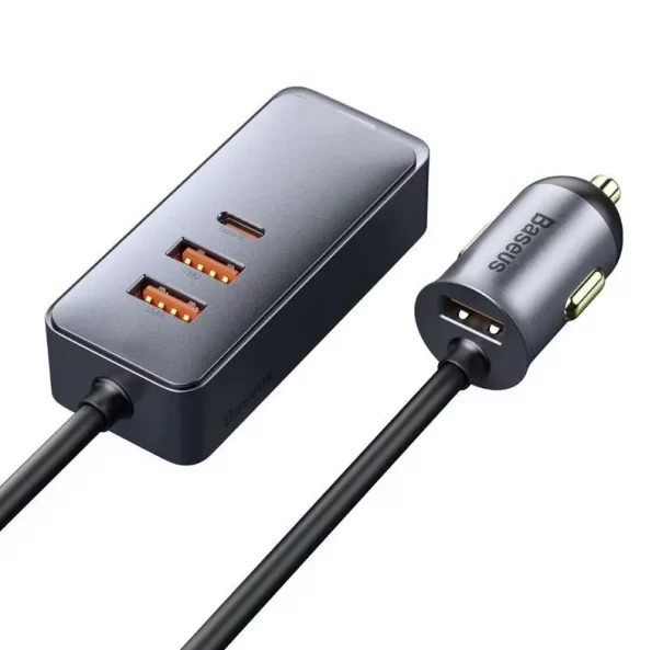 Baseus Share Together PPS 120W 3U+1C Car Charger With 1.5M Extension Cord (CCBX-120U3) - Image 2